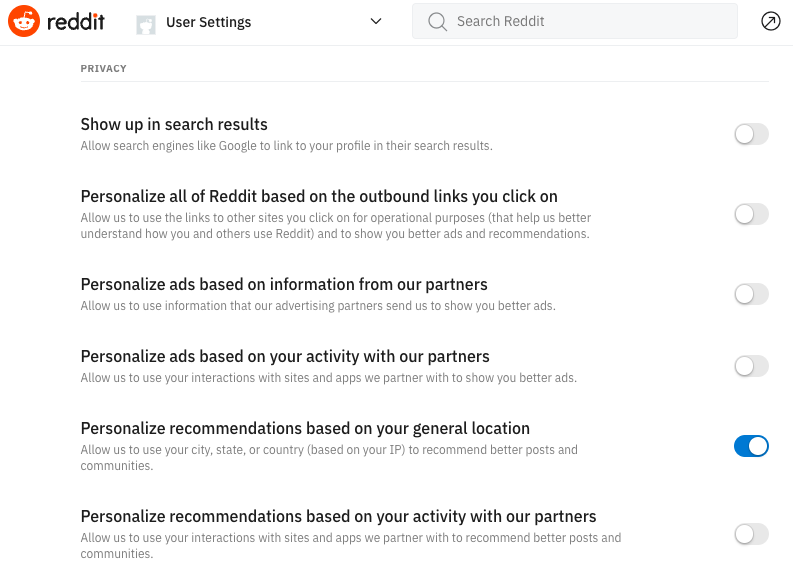 Settings updates—Changes to ad personalization, privacy preferences, and  location settings : r/reddit